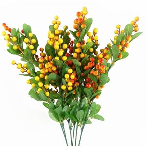 Leaf Pack of 6 x 70cm Artificial Orange Berry Spray Leaf Pack of 6 x 70cm Artificial Orange Berry Spray