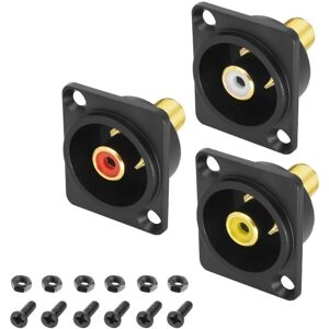 COOCHEER Pack RCA D-Type Panel Mount Adapter 3 Colors RCA Female to Female Jack for TV Audio Video Speaker Amplifier COOCHEER Pack RCA D-Type Panel Mount Adapter 3 Colors RCA Female to Female Jack for TV Audio Video Speaker Amplifier