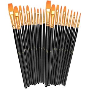 GROOFOO Paint Brushes Set, 2 Pack 20 Pcs Round Pointed Tip Nylon Hair Artist Acrylic Paint Brushes for Acrylic Oil Watercolor, Face Nail Art, Miniature GROOFOO Paint Brushes Set, 2 Pack 20 Pcs Round Pointed Tip Nylon Hair Artist Acrylic Paint Brushes for Acrylic Oil Watercolor, Face Nail Art, Miniature