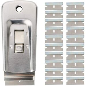 Longziming - Paint Scraper, Retractable Razor Window Film Tool, Mini Stainless Steel Scraper with 20 Blades for Removing Tape, Stickers, Adhesives Longziming - Paint Scraper, Retractable Razor Window Film Tool, Mini Stainless Steel Scraper with 20 Blades for Removing Tape, Stickers, Adhesives