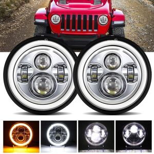 BEIJIYI Pair of 7" 100W 10000LM 4 Lens Angel Eyes Work Lights 3000K+6000K 4 Lighting Modes Round Black LED Off-Road Lights Low Beam for Wrangler JK TJ LJ CJ BEIJIYI Pair of 7" 100W 10000LM 4 Lens Angel Eyes Work Lights 3000K+6000K 4 Lighting Modes Round Black LED Off-Road Lights Low Beam for Wrangler JK TJ LJ CJ