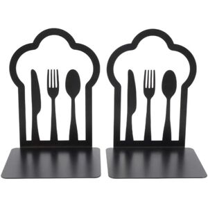 Groofoo - Pair of Heavy Duty Metal Bookends Unique Design Kitchen Home School Office Library Black Groofoo - Pair of Heavy Duty Metal Bookends Unique Design Kitchen Home School Office Library Black