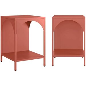 Set of 2 bedside tables, industrial-style, steel, Terracotta, L 35 x W 35 x H 51 cm - Soho sweeek Set of 2 bedside tables, industrial-style, steel, Terracotta, L 35 x W 35 x H 51 cm - Soho sweeek