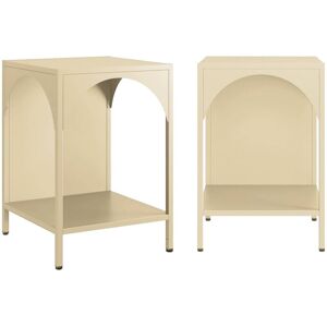 Set of 2 bedside tables, industrial-style, steel, Beige, L 35 x W 35 x H 51 cm - Soho sweeek Set of 2 bedside tables, industrial-style, steel, Beige, L 35 x W 35 x H 51 cm - Soho sweeek