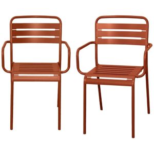 SWEEEK Set of 2 stackable steel garden armchairs, Amelia, Terracotta, 50.4x53x79.5 cm SWEEEK Set of 2 stackable steel garden armchairs, Amelia, Terracotta, 50.4x53x79.5 cm