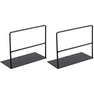 Tinor - Pair Wrought Iron Bookends Simple Book Stand Office Magazine Holder Black Tinor - Pair Wrought Iron Bookends Simple Book Stand Office Magazine Holder Black