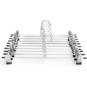 Longziming - Pants Hangers, 10 Pack Skirt Hangers with Adjustable Anti-Slip Clips for Pants, Space Saving Metal Hangers for Jeans, 35cm Long Hangers Longziming - Pants Hangers, 10 Pack Skirt Hangers with Adjustable Anti-Slip Clips for Pants, Space Saving Metal Hangers for Jeans, 35cm Long Hangers