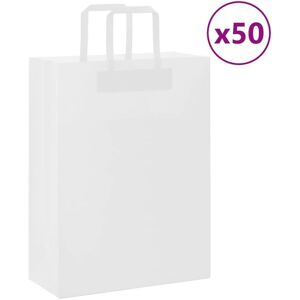 vidaXL Paper Bags 50 pcs with Handles - White vidaXL Paper Bags 50 pcs with Handles - White