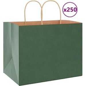 vidaXL Paper Bags 250 pcs with Handles Green - Paper Bags vidaXL Paper Bags 250 pcs with Handles Green - Paper Bags