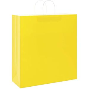 vidaXL Paper Carrier Bags 50 pcs with Handles Yellow - Paper Carrier Bags vidaXL Paper Carrier Bags 50 pcs with Handles Yellow - Paper Carrier Bags