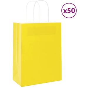 vidaXL Paper Carrier Bags - 50 pcs, Yellow, 21x11x28 cm - Paper Carrier Bags vidaXL Paper Carrier Bags - 50 pcs, Yellow, 21x11x28 cm - Paper Carrier Bags