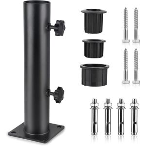 COOCHEER Parasol Tube, Parasol Base, Adjustable Stainless Steel Parasol Stand with 3 PVC Reducing Rings (32/38/48mm), Parasol Base with 8 Steel Nails/Black COOCHEER Parasol Tube, Parasol Base, Adjustable Stainless Steel Parasol Stand with 3 PVC Reducing Rings (32/38/48mm), Parasol Base with 8 Steel Nails/Black