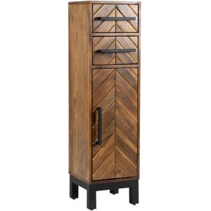 Parquet 1 Door 2 Drawer Cabinet - Mango Wood/Iron - L30 x W30 x H110 cm - PP Finish Parquet 1 Door 2 Drawer Cabinet - Mango Wood/Iron - L30 x W30 x H110 cm - PP Finish