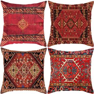 Serbia - Lot de 4 Housses de Coussin 45x45cm Abstrait Ethnique Turquie Rouge Vintage Tapis Motif Taie d'oreiller Décoratif Coton Lin Housse Coussin Serbia - Lot de 4 Housses de Coussin 45x45cm Abstrait Ethnique Turquie Rouge Vintage Tapis Motif Taie d'oreiller Décoratif Coton Lin Housse Coussin