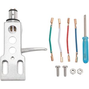 Groofoo - Phono Headshell with Wires Aluminum Alloy Universal Turntable Head Shell for Replacement Silver Groofoo - Phono Headshell with Wires Aluminum Alloy Universal Turntable Head Shell for Replacement Silver