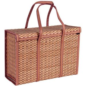 TLILY Picnic Woven Basket Storage Bag Handle Folded Fruit Shopping Food Foldable Bamboo TLILY Picnic Woven Basket Storage Bag Handle Folded Fruit Shopping Food Foldable Bamboo