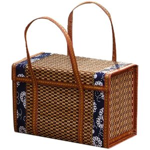 Tlily - Picnic Woven Basket Wicker Storage Bag Handle Folded Fruit Shopping Food Rattan Grass Foldable Bamboo b Tlily - Picnic Woven Basket Wicker Storage Bag Handle Folded Fruit Shopping Food Rattan Grass Foldable Bamboo b