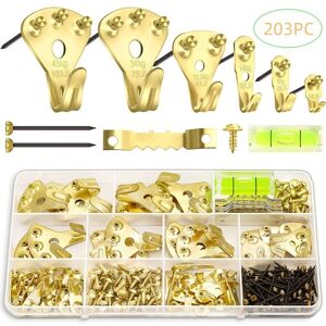 Csparkv - Picture Frame Hooks, 203 Pieces Metal Picture Hangers with Nails for Hanging Pictures Paintings Mirrors Wall Decor, Supports 10-100 lbs Csparkv - Picture Frame Hooks, 203 Pieces Metal Picture Hangers with Nails for Hanging Pictures Paintings Mirrors Wall Decor, Supports 10-100 lbs
