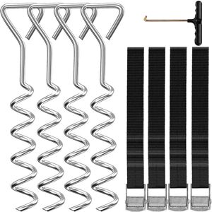 COOCHEER Piece Ground Anchor Set for Trampolines, Swings, Spiral Anchors with Straps, Trampoline Anchors, Steel Anchors COOCHEER Piece Ground Anchor Set for Trampolines, Swings, Spiral Anchors with Straps, Trampoline Anchors, Steel Anchors
