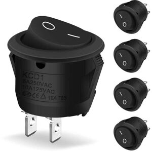 Mumu - Pieces 2 Pin on/off Round Rocker Switch Locking Self-locking 10A/125V 6A/250V Black For Car Boat Household Appliances Mumu - Pieces 2 Pin on/off Round Rocker Switch Locking Self-locking 10A/125V 6A/250V Black For Car Boat Household Appliances