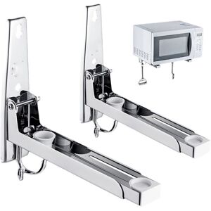 Cyslmuk - 2 Pieces 304 Stainless Steel Microwave Stands, Microwave Holder with Extendable Arm, with 2 Hooks, Wall Mounted Microwave Shelf, for Cyslmuk - 2 Pieces 304 Stainless Steel Microwave Stands, Microwave Holder with Extendable Arm, with 2 Hooks, Wall Mounted Microwave Shelf, for
