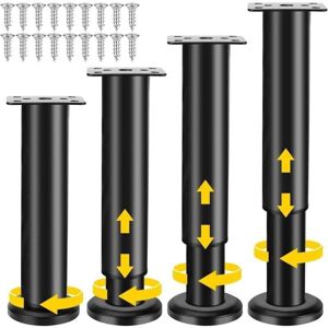 Ymyny - Pieces Furniture Legs, 18-30cm Adjustable Furniture Legs, Metal Bathroom Cabinet Feet for Sofa Cabinet Table Chair Leg - Black mumu Ymyny - Pieces Furniture Legs, 18-30cm Adjustable Furniture Legs, Metal Bathroom Cabinet Feet for Sofa Cabinet Table Chair Leg - Black mumu
