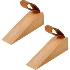 Linghhang - 2 Pieces Wooden Door Stopper, Beech Wood Door Wedge, with Non-Slip Silicone Pad, Smooth Grain, with Leather Handle, for 5-30mm Door Gaps Linghhang - 2 Pieces Wooden Door Stopper, Beech Wood Door Wedge, with Non-Slip Silicone Pad, Smooth Grain, with Leather Handle, for 5-30mm Door Gaps