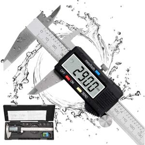 MEMKEY Vernier Caliper, Digital Caliper, 150 mm, Stainless Steel, Large LCD Display, Adjustable Accuracy 0.01 mm, mm/inch Conversion, Splashproof, MEMKEY Vernier Caliper, Digital Caliper, 150 mm, Stainless Steel, Large LCD Display, Adjustable Accuracy 0.01 mm, mm/inch Conversion, Splashproof,