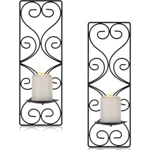 AOUGO Pillar Wall Candle Holders, Black Metal Candle Holders, Set of 2, Decorative Rectangle Candle Holders, Candle Stands, Candle Holders for Walls, AOUGO Pillar Wall Candle Holders, Black Metal Candle Holders, Set of 2, Decorative Rectangle Candle Holders, Candle Stands, Candle Holders for Walls,