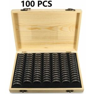 Gotrays - Pine Wood Coin Holder Wooden Coin Storage Box for Collectible Commemorative Coin with Capsules Protective Shell, Fits Coins with Diameter Gotrays - Pine Wood Coin Holder Wooden Coin Storage Box for Collectible Commemorative Coin with Capsules Protective Shell, Fits Coins with Diameter