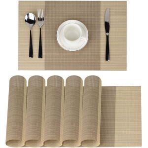 AOUGO Placemats Placemats Placemats Non Slip Washable pvc 30 x 45cm, Heat Resistant Rigid Stain Resistant Set of 6(Beige) AOUGO Placemats Placemats Placemats Non Slip Washable pvc 30 x 45cm, Heat Resistant Rigid Stain Resistant Set of 6(Beige)