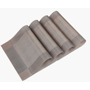 Hoopzi - Placemats Set Set of 4 Washable pvc Heat Resistant Non-Slip Table Mat for Dining Kitchen Living Room Garden or Dining Room Restaurant - Brown Hoopzi - Placemats Set Set of 4 Washable pvc Heat Resistant Non-Slip Table Mat for Dining Kitchen Living Room Garden or Dining Room Restaurant - Brown