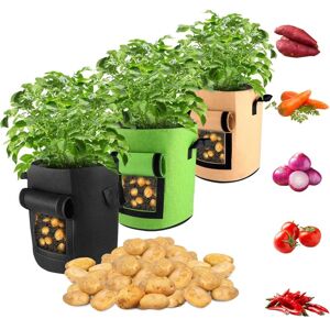 MEMKEY Plant Bags, 3 Pack 7 Gallon Geotextile Planting Bags, Apple Grow Bags, Nonwoven Textile Planting Bags with Window and Handle for Tomatoes, Herbs, MEMKEY Plant Bags, 3 Pack 7 Gallon Geotextile Planting Bags, Apple Grow Bags, Nonwoven Textile Planting Bags with Window and Handle for Tomatoes, Herbs,