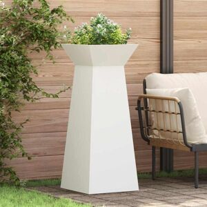 Pillar Planter 2 pcs White 40 x 40 x 100 cm Steel vidaXL Pillar Planter 2 pcs White 40 x 40 x 100 cm Steel vidaXL