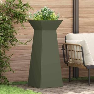 Pillar Planter Olive 40 x 40 x 100 cm Steel Vidaxl Pillar Planter Olive 40 x 40 x 100 cm Steel Vidaxl