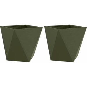 Planter 2 pcs Olive Green 40 x 40 x 40 cm Steel vidaXL Planter 2 pcs Olive Green 40 x 40 x 40 cm Steel vidaXL