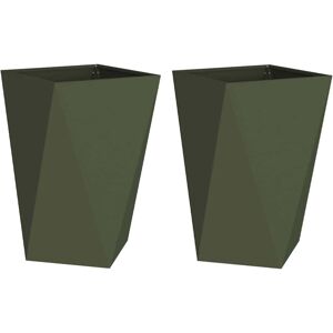 Planter 2 pcs Olive Green 50 x 50 x 75 cm Steel vidaXL Planter 2 pcs Olive Green 50 x 50 x 75 cm Steel vidaXL