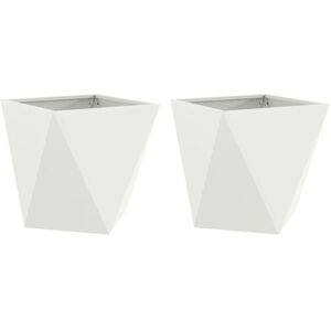 Planter 2 pcs White 50 x 50 x 50 cm Steel vidaXL Planter 2 pcs White 50 x 50 x 50 cm Steel vidaXL