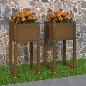 Planters 2 pcs Honey Brown 40x40x81 cm Solid Wood Pine Vidaxl Planters 2 pcs Honey Brown 40x40x81 cm Solid Wood Pine Vidaxl