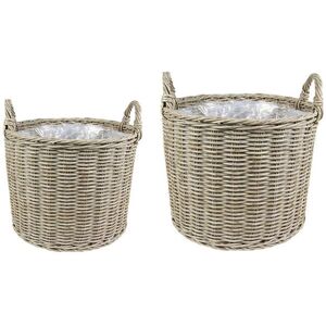 Ivyline - Lined Planters (Set of 2) - Polyrattan - L35 x W35 x H36 cm - Natural Ivyline - Lined Planters (Set of 2) - Polyrattan - L35 x W35 x H36 cm - Natural