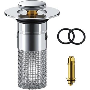 AIPERQ Pop-up Drain Filter with Stopper for Bathroom Sink, with Removable Stainless Steel Filter Basket AIPERQ Pop-up Drain Filter with Stopper for Bathroom Sink, with Removable Stainless Steel Filter Basket