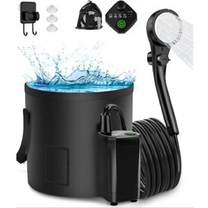 SJQKA Portable Camping Shower, Outdoor Electric Shower Charging Pump with 20L Foldable Bucket, Camping Shower Head, Suitable for Camping, Hiking, Traveling SJQKA Portable Camping Shower, Outdoor Electric Shower Charging Pump with 20L Foldable Bucket, Camping Shower Head, Suitable for Camping, Hiking, Traveling