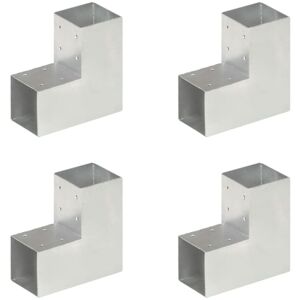 vidaXL Post Connectors 4 pcs L Shape Galvanised Metal 91x91 mm - Post Connectors vidaXL Post Connectors 4 pcs L Shape Galvanised Metal 91x91 mm - Post Connectors