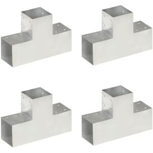 vidaXL Post Connectors 4 pcs T Shape Galvanised Metal 101x101 mm - Post Connectors vidaXL Post Connectors 4 pcs T Shape Galvanised Metal 101x101 mm - Post Connectors