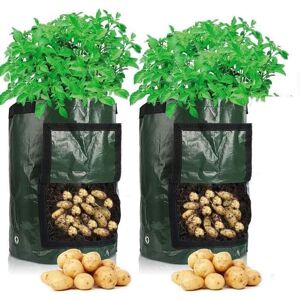 CSPARKV Potato Grow Bag, 2pcs 10 Gallon Vegetable Grow Bags, 35 x 45cm Durable Fabric with Flap and Handle CSPARKV Potato Grow Bag, 2pcs 10 Gallon Vegetable Grow Bags, 35 x 45cm Durable Fabric with Flap and Handle
