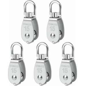 TRIMEC Poulie Simple Pivotante 5 Pièces M15 Poulie Simple en Acier Inoxydable Robuste Poulie Simple Bloc Lisse Rouleau de Chargement 35 kg pour Corde de TRIMEC Poulie Simple Pivotante 5 Pièces M15 Poulie Simple en Acier Inoxydable Robuste Poulie Simple Bloc Lisse Rouleau de Chargement 35 kg pour Corde de