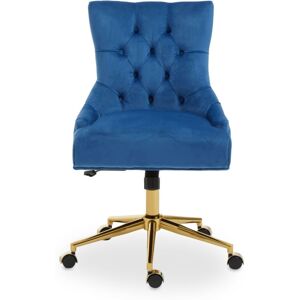 Premier Housewares - Interiors by Premier Luxury Blue Velvet Home Office Chair, Comfortable Blue Office Desk Chair with Gold Base, Modern Chair Premier Housewares - Interiors by Premier Luxury Blue Velvet Home Office Chair, Comfortable Blue Office Desk Chair with Gold Base, Modern Chair