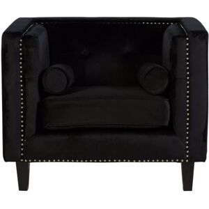 Premier Housewares - Interiors By Premier Comfortable Black Velvet Chair, Elegant Armchair For Bedroom, Robust Modern Armchair For Livingroom Premier Housewares - Interiors By Premier Comfortable Black Velvet Chair, Elegant Armchair For Bedroom, Robust Modern Armchair For Livingroom