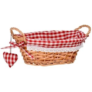 Premier Housewares Red Gingham Lining Oval Willow Basket Premier Housewares Red Gingham Lining Oval Willow Basket