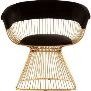 Premier Housewares - Interiors by Premier Black Velvet and Gold Finish Chair, Easy to Clean Small Velvet Chair, Large Black Steel Frame Armchair Premier Housewares - Interiors by Premier Black Velvet and Gold Finish Chair, Easy to Clean Small Velvet Chair, Large Black Steel Frame Armchair